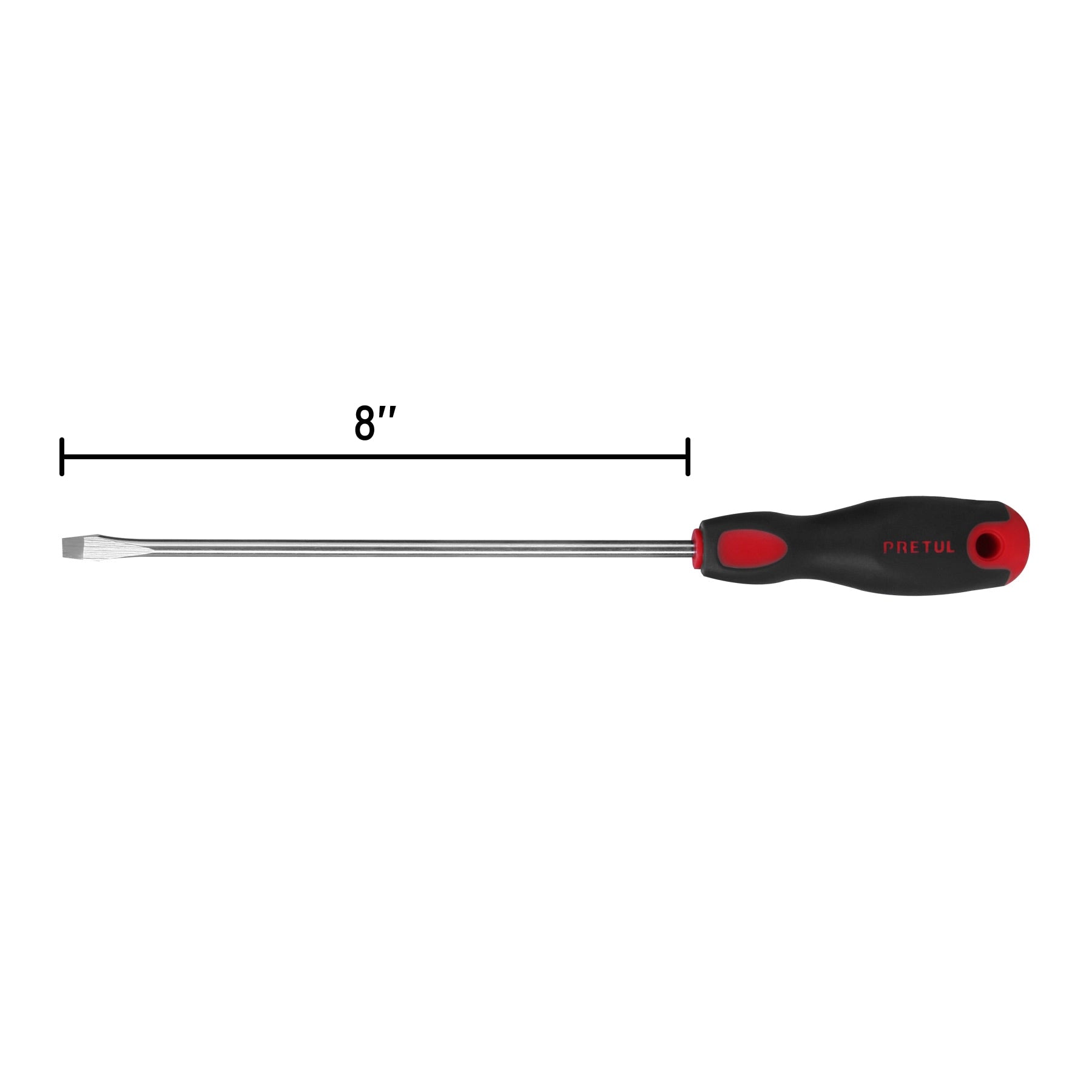 Desarmador plano, 1/4x8", mango comfort grip, pretul
