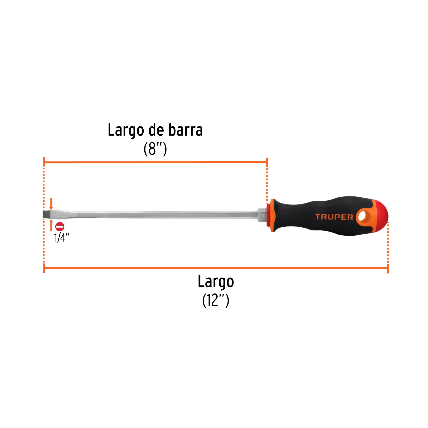 DESARMADOR PLANO MANGO COMFORT GRIP 1/4"X8"