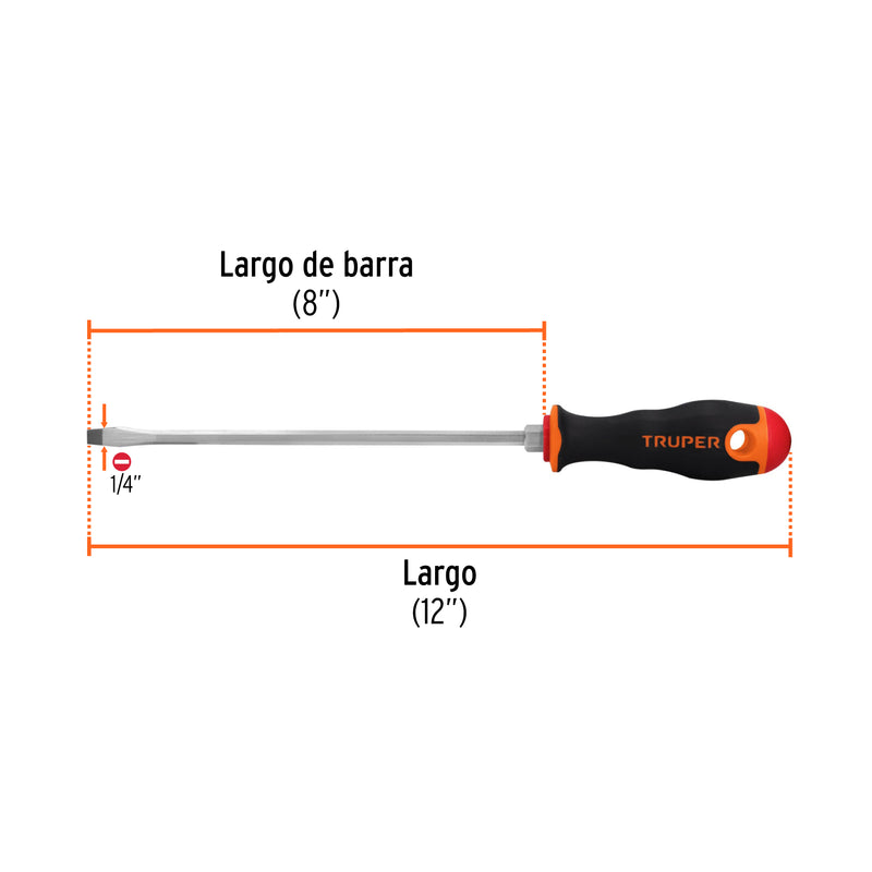DESARMADOR PLANO MANGO COMFORT GRIP 1/4"X8"