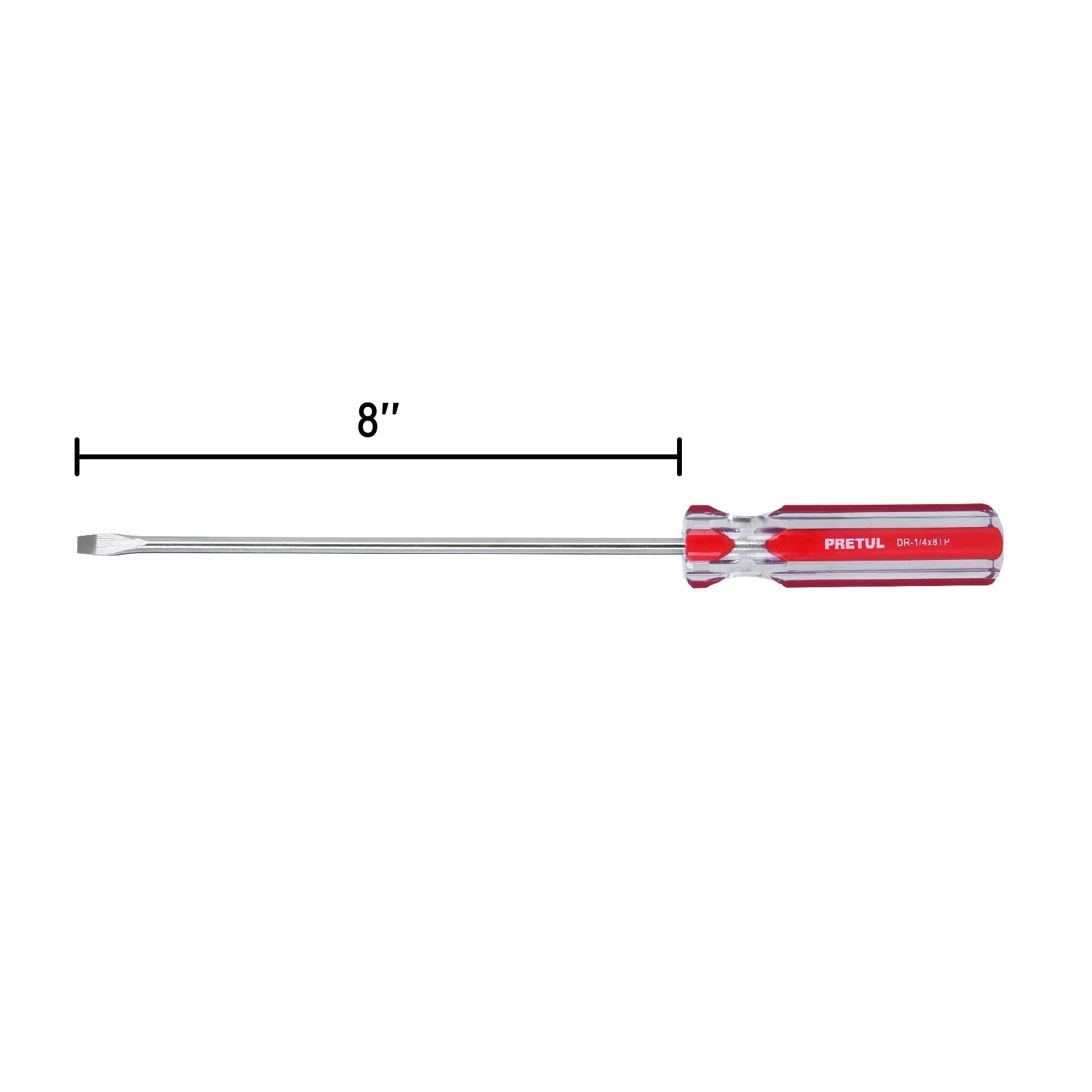 Desarmador plano, 1/4 x 8", mango pvc, pretul