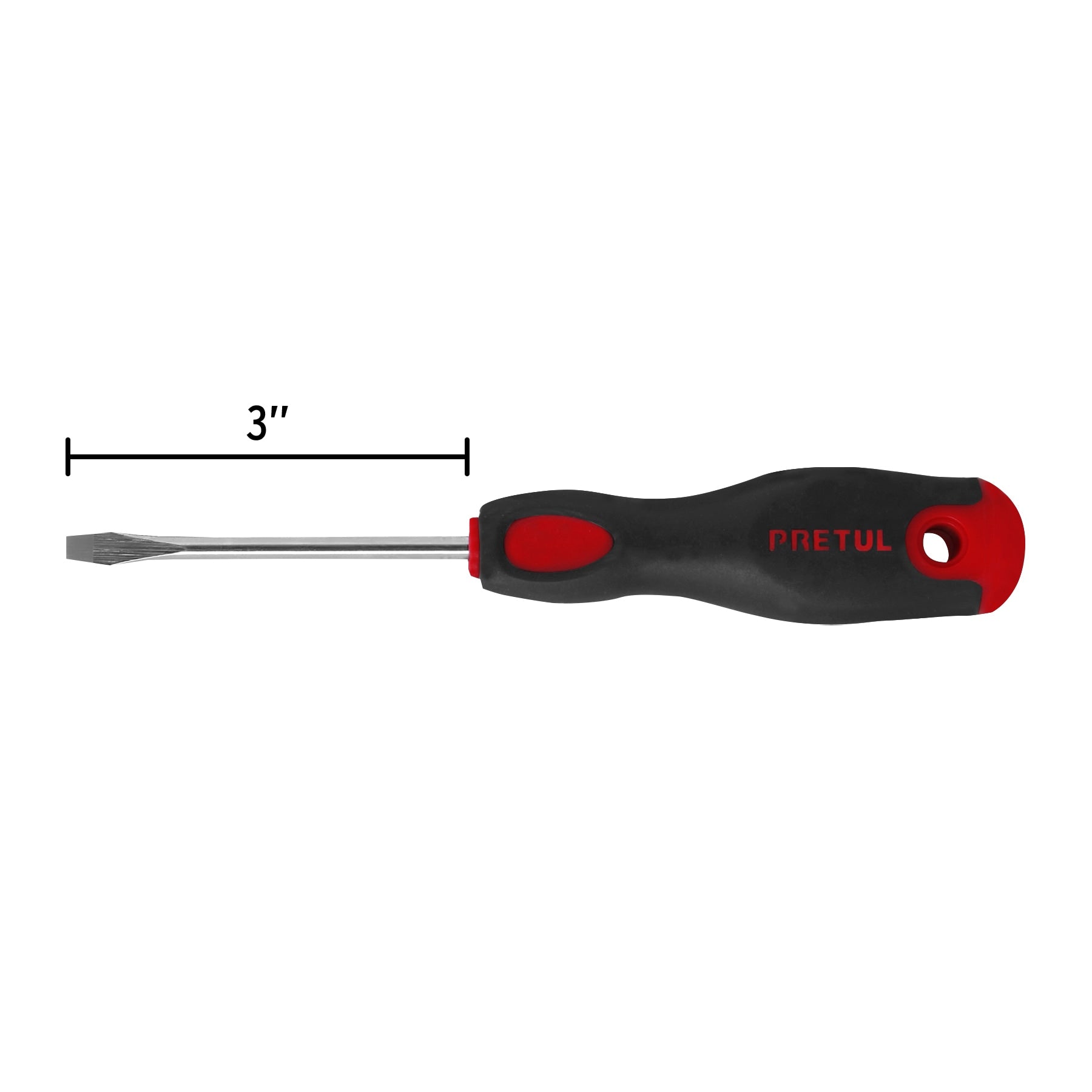 Desarmador plano, 3/16 x 3", mgo comfort grip, pretul