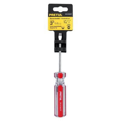 Desarmador plano, 3/16 x 3", mango pvc, pretul