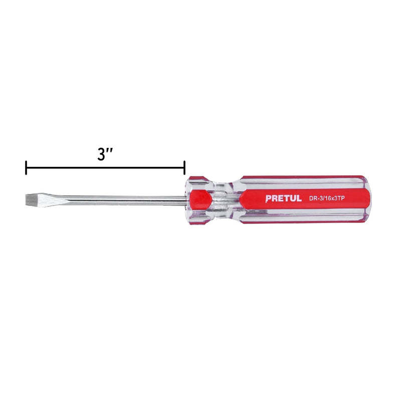 Desarmador plano, 3/16 x 3", mango pvc, pretul