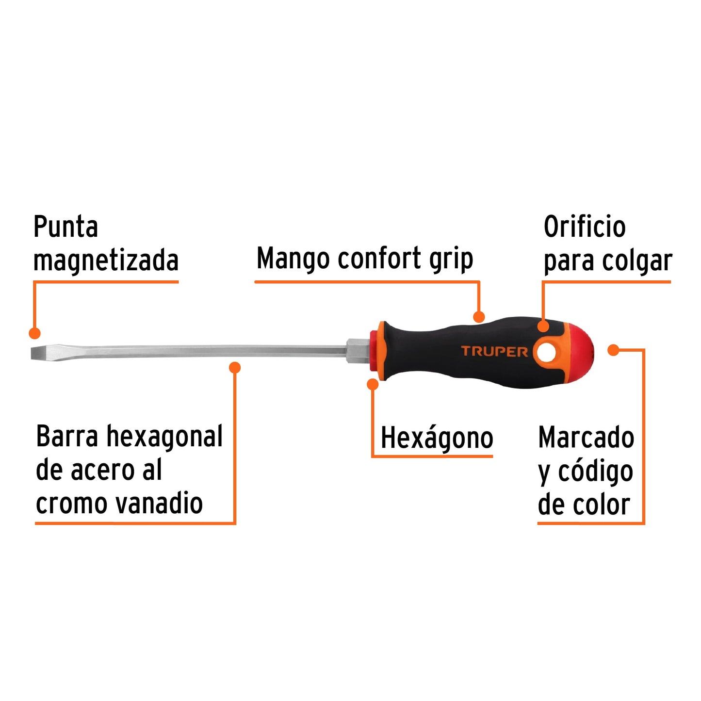 DESARMADOR PLANO MANGO COMFORT GRIP 3/16"X6"