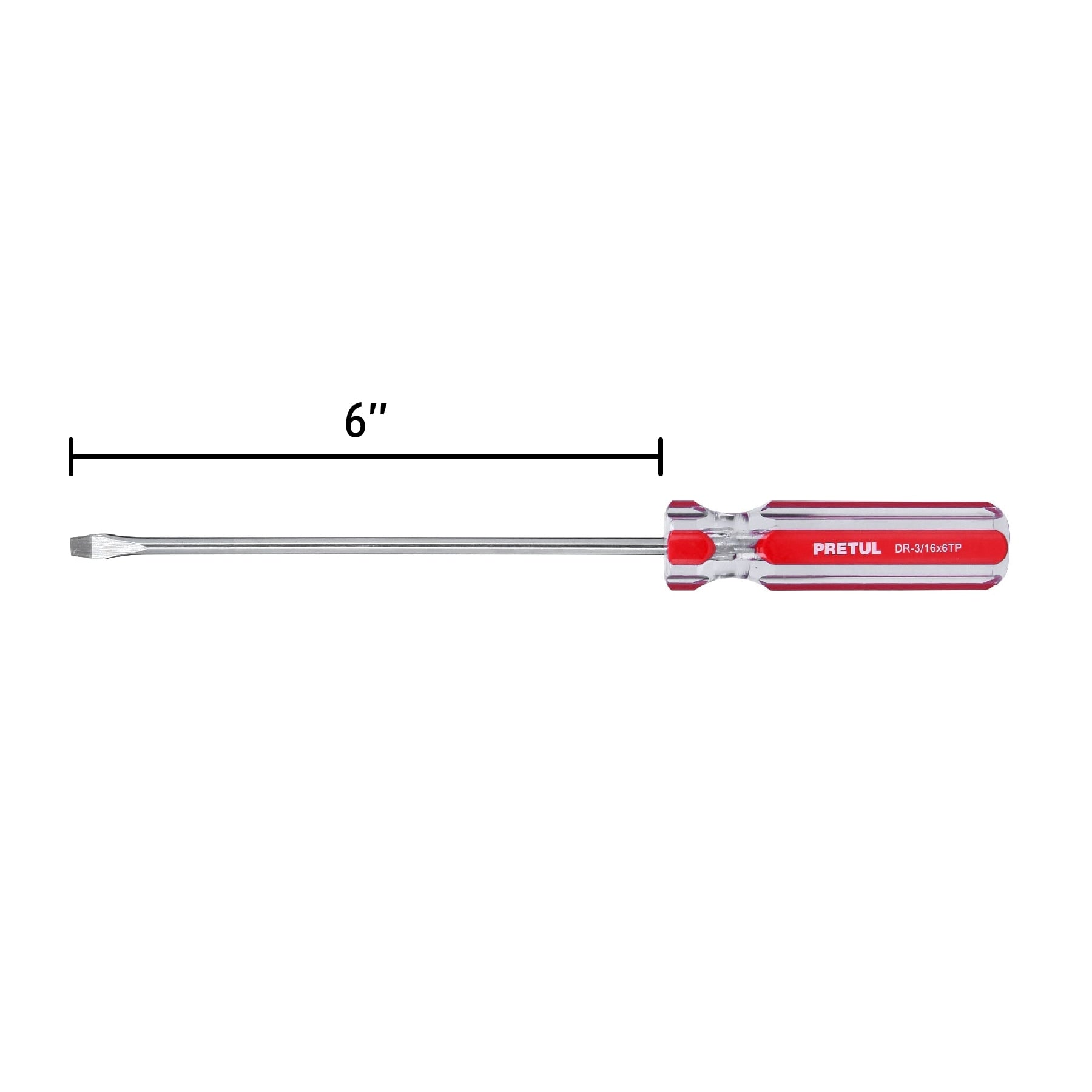 Desarmador plano, 3/16 x 6", mango pvc, pretul