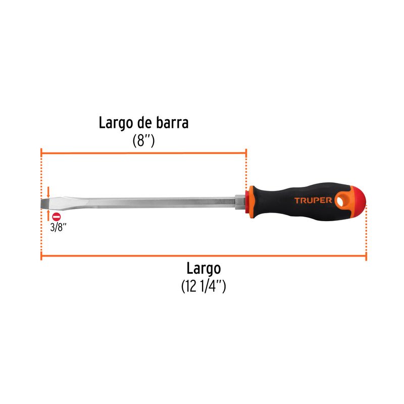 DESARMADOR PLANO MANGO COMFORT GRIP 3/8"X8"