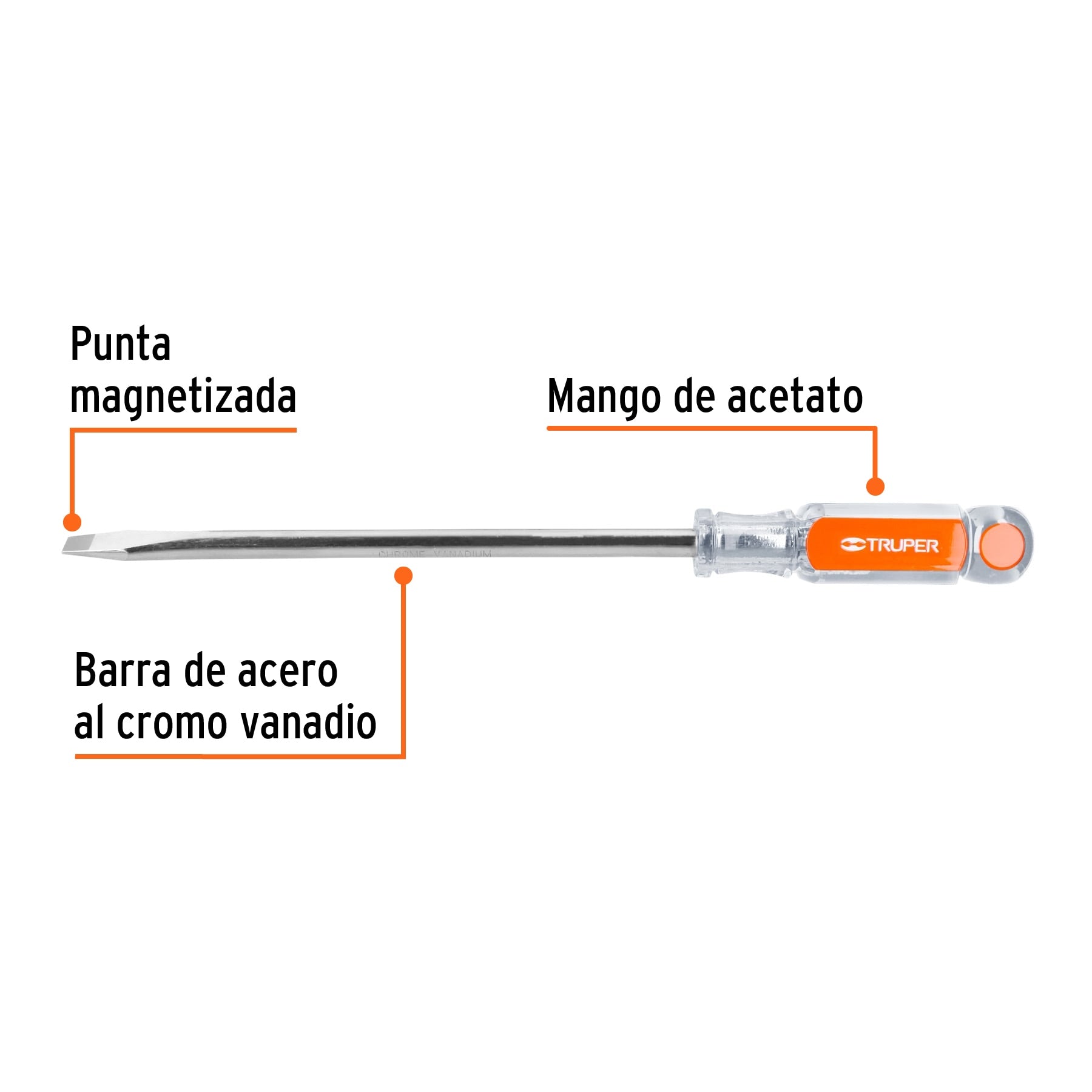 Desarmador plano 3/8x8" mango de acetato