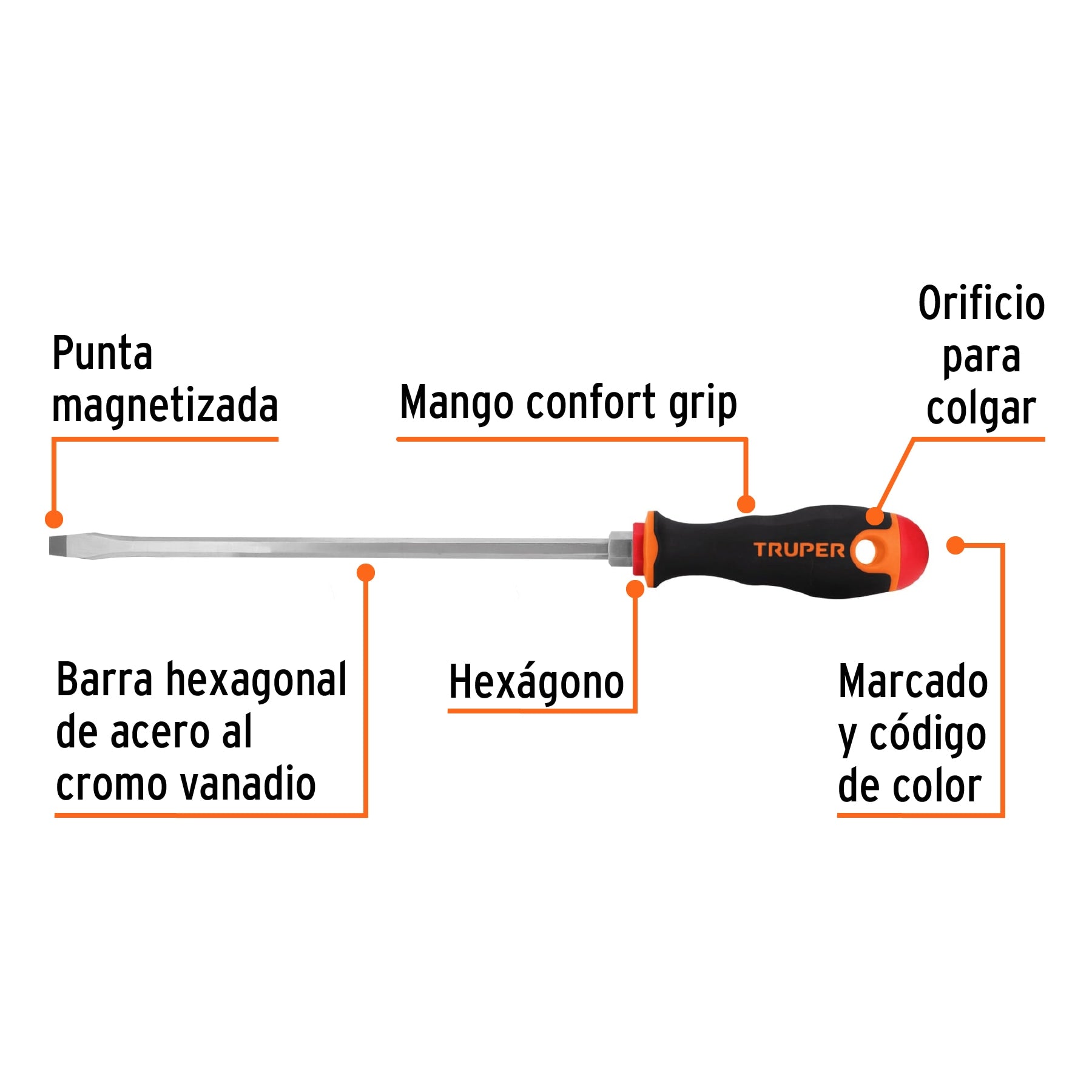 Desarmador plano 5/16X10" mango comfort grip 