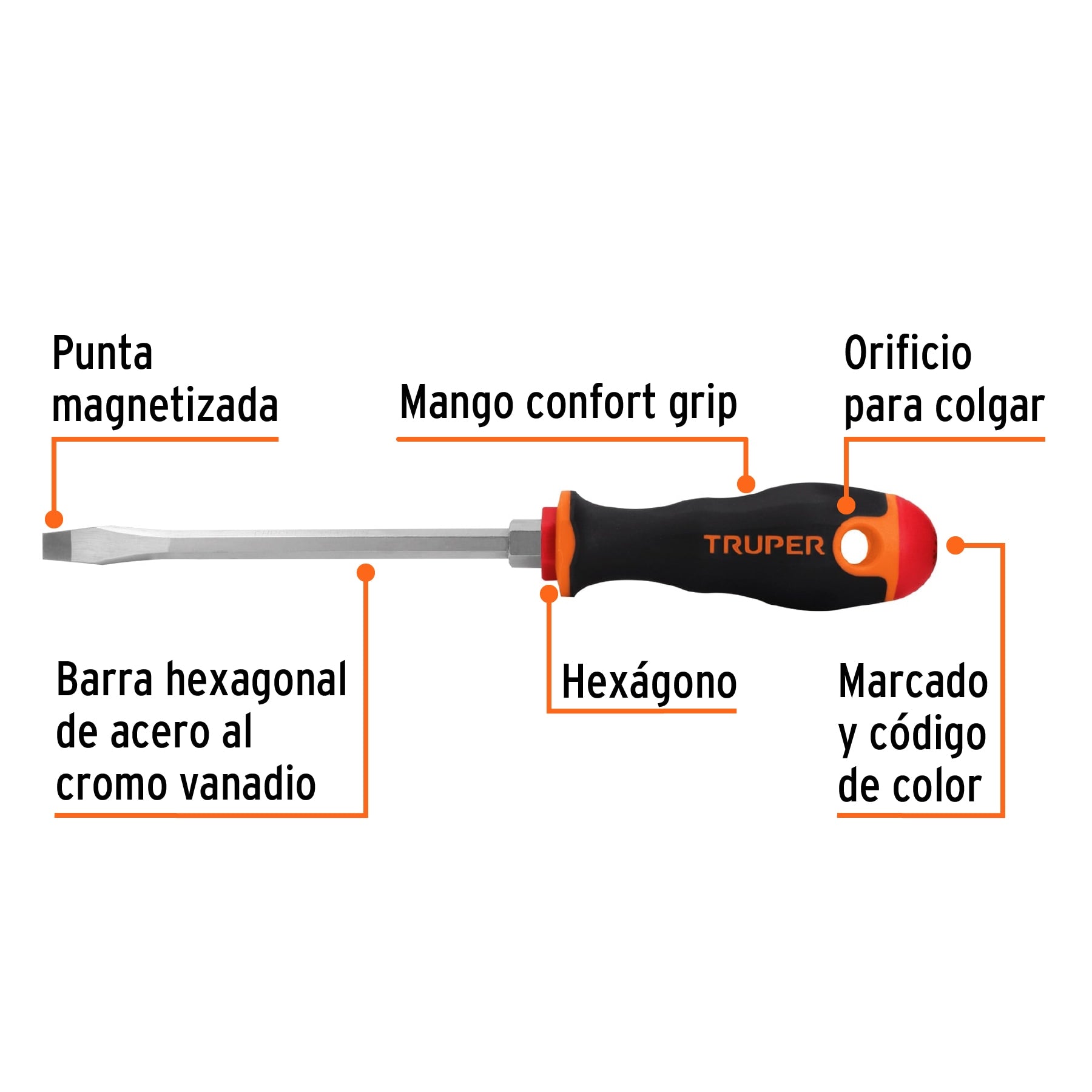 Desarmador plano 5/16x6" mango comfort grip