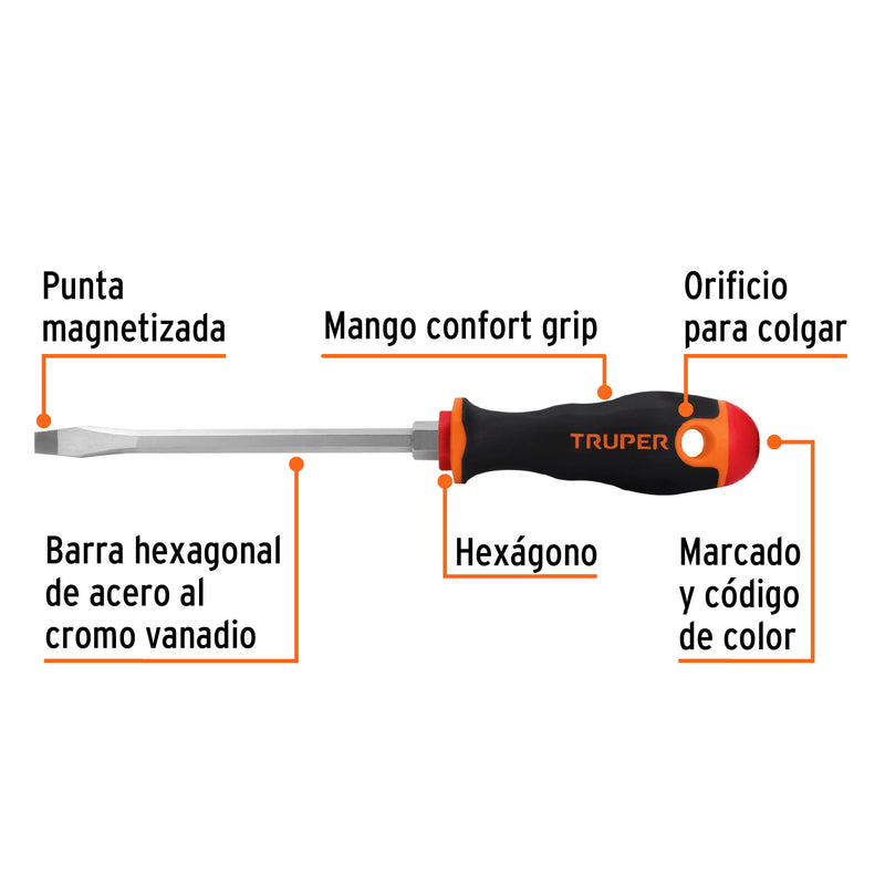 Desarmador plano 5/16x6" mango comfort grip