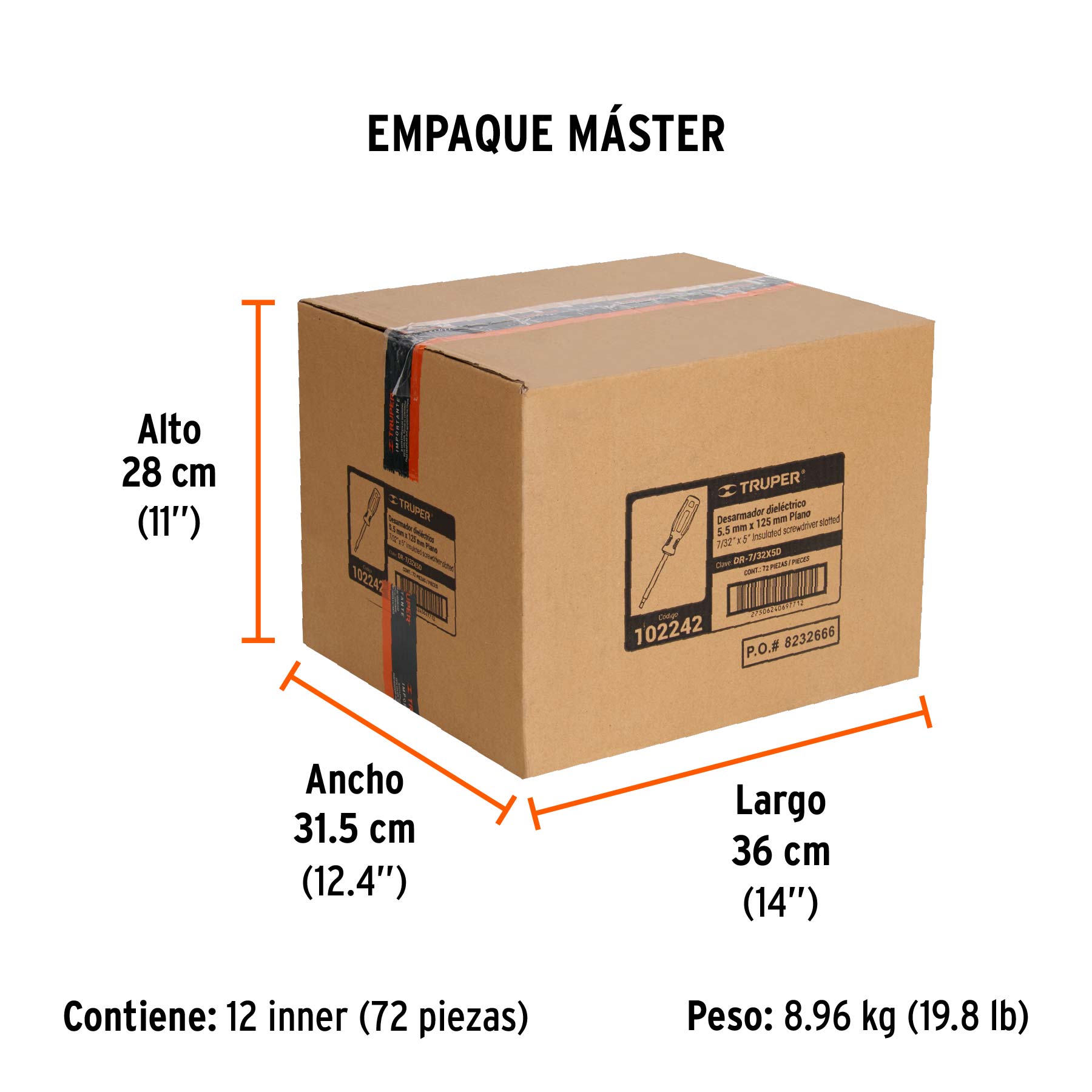 Desarmador dieléctrico plano 7/32' x 5', Truper