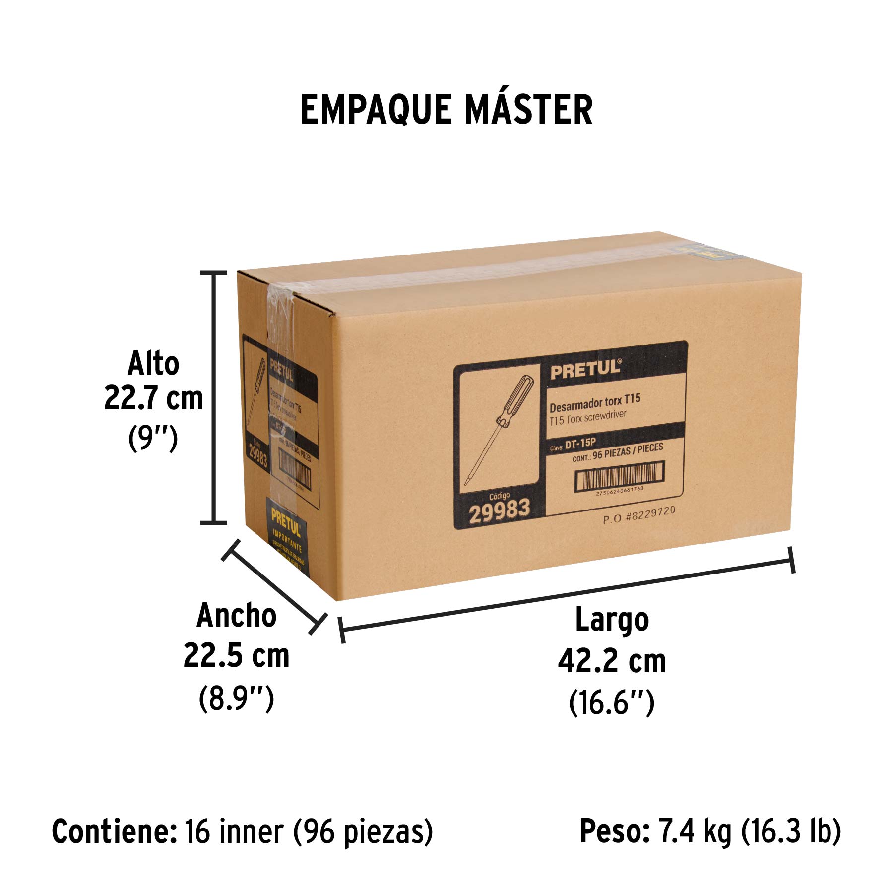 Desarmador punta Torx T 15 mango de PVC Pretul