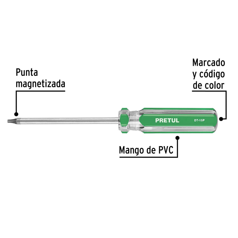 Desarmador punta Torx T 15 mango de PVC Pretul
