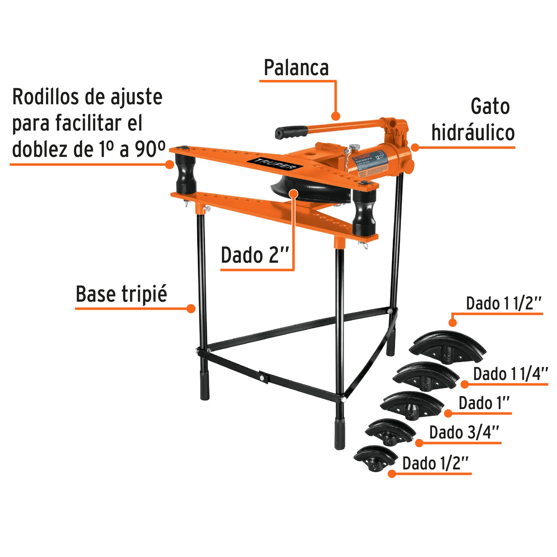 Doblador de tubo hidráulico, 12 toneladas, horizontal