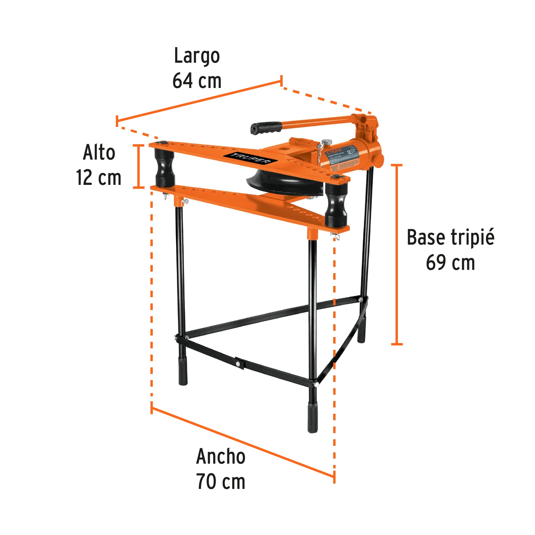 Doblador de tubo hidráulico, 12 toneladas, horizontal