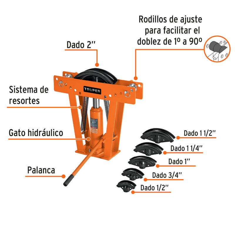 Doblador de tubo hidráulico, 12 toneladas