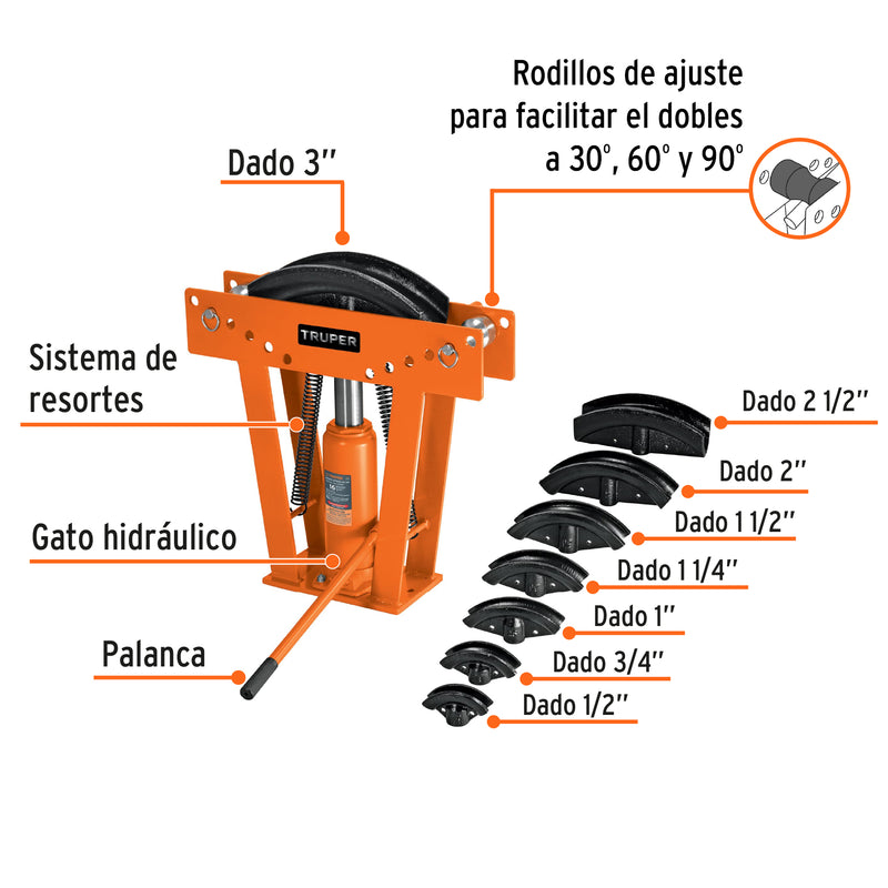 Doblador de tubo hidráulico, 16 toneladas