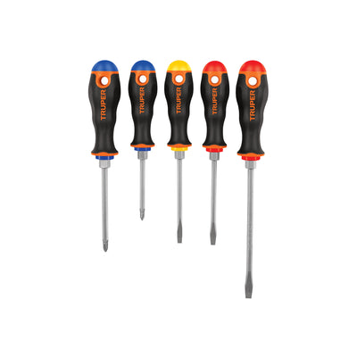 Juego de 5 desarmadores, mangos comfort grip