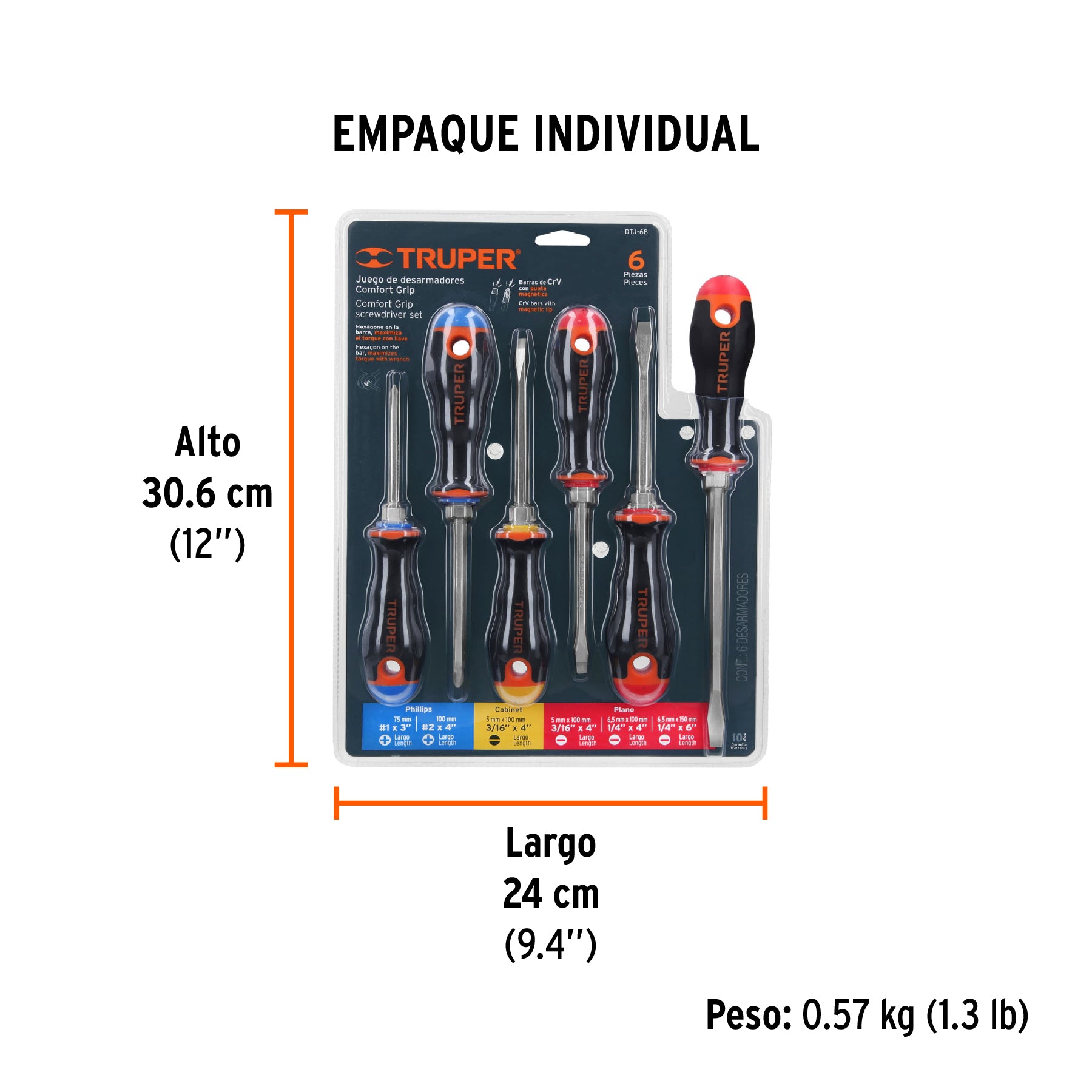 Juego de 6 desarmadores mango comfort grip