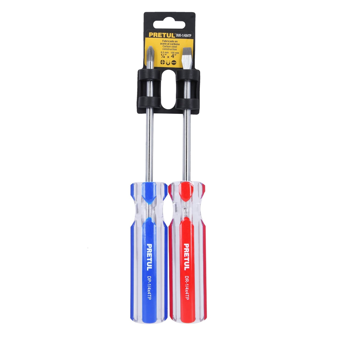 Duo de desarmadores, 1/4x4, mango PVC, Pretul