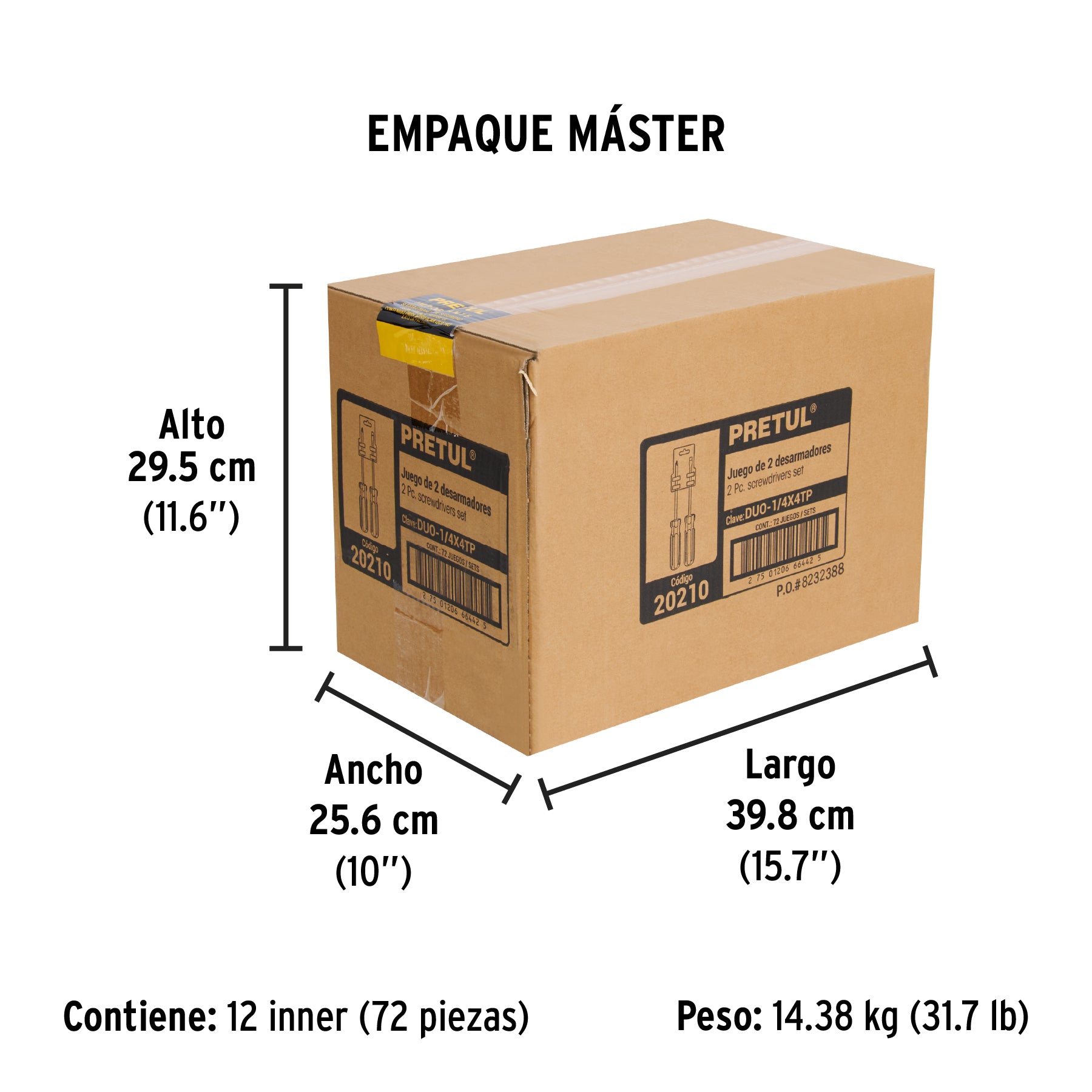 Duo de desarmadores, 1/4x4, mango PVC, Pretul
