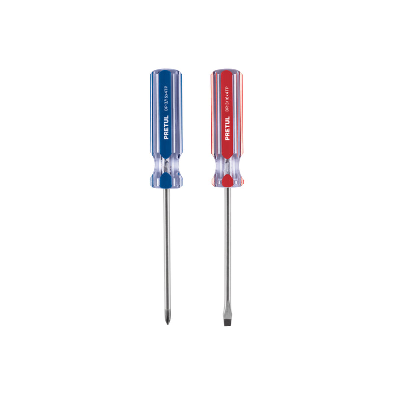 Duo de desarmadores, 3/16x4, mango PVC, Pretul
