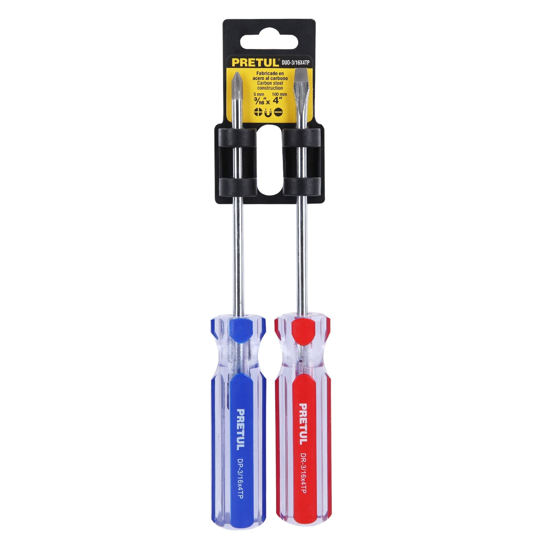 Duo de desarmadores, 3/16x4, mango PVC, Pretul