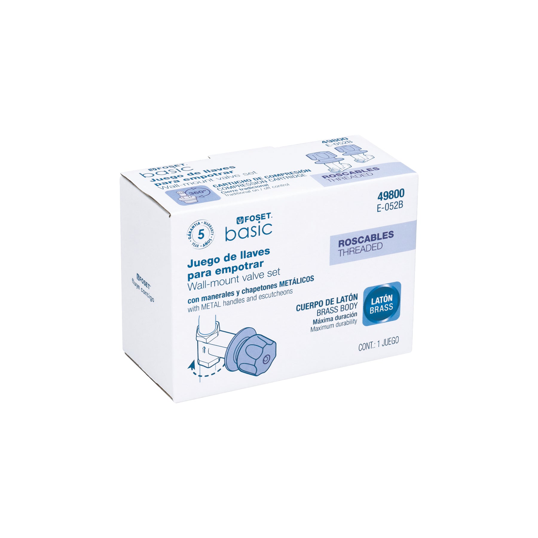Jgo 2 llaves empotrar roscables c/manerales metálicos,Basic