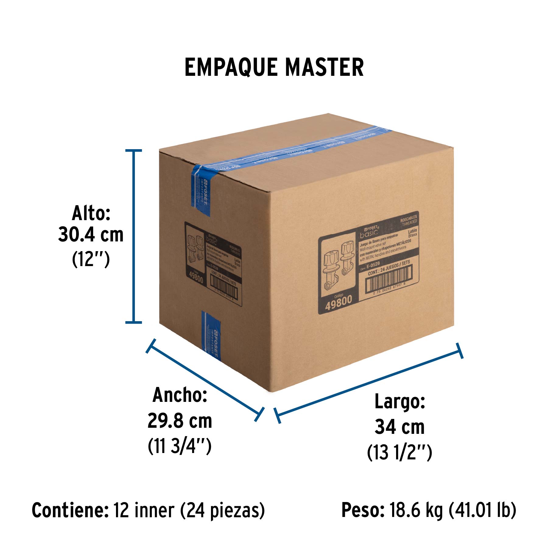Jgo 2 llaves empotrar roscables c/manerales metálicos,Basic