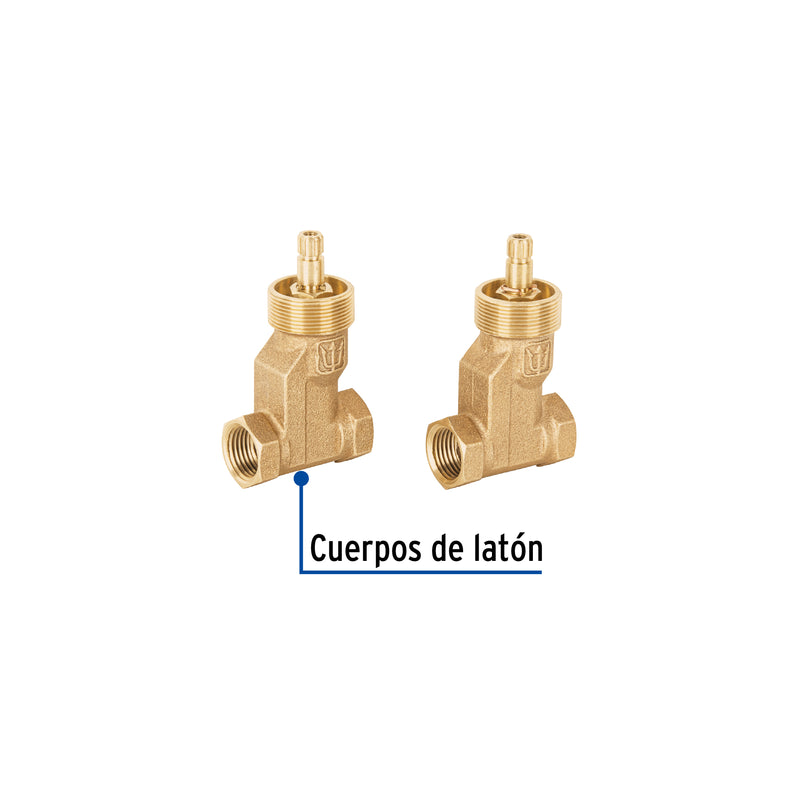 Juego 2 llaves empotrar roscables, cerámico de 1/4 vuelta