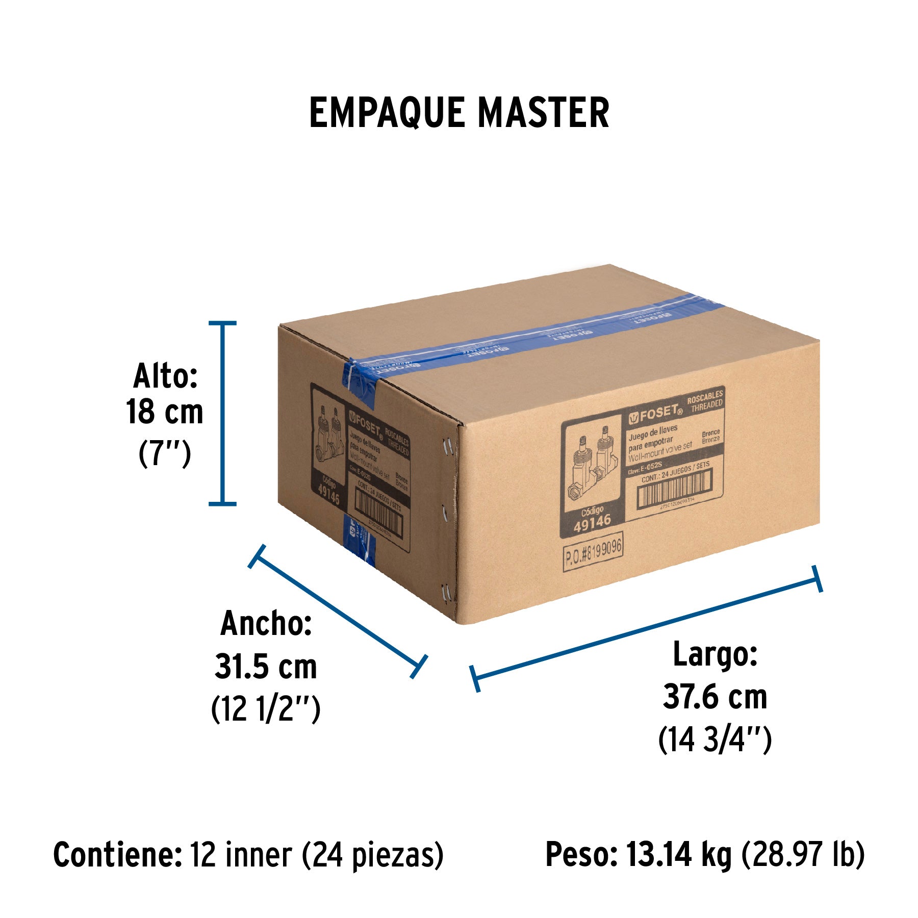 Juego 2 llaves empotrar, cartucho compresión sin manerales