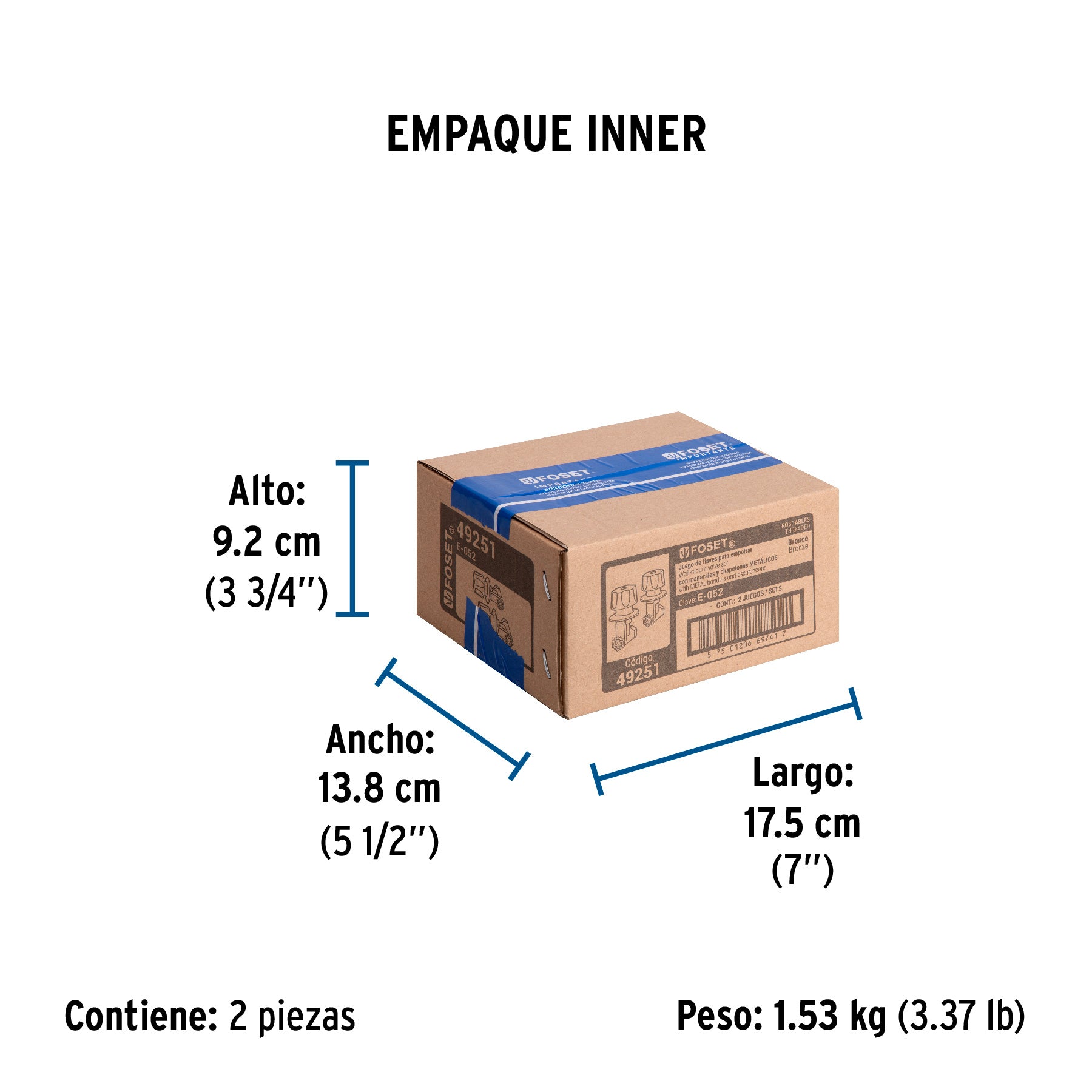 Juego 2 llaves empotrar, regadera, roscables, cubo, Basic