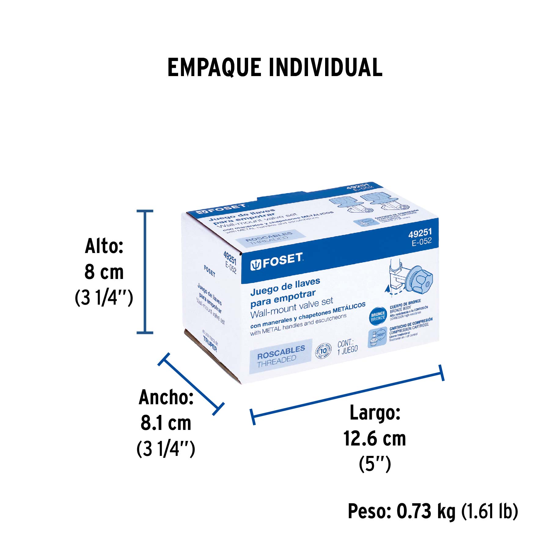 Juego 2 llaves empotrar, regadera, roscables, cubo, Basic