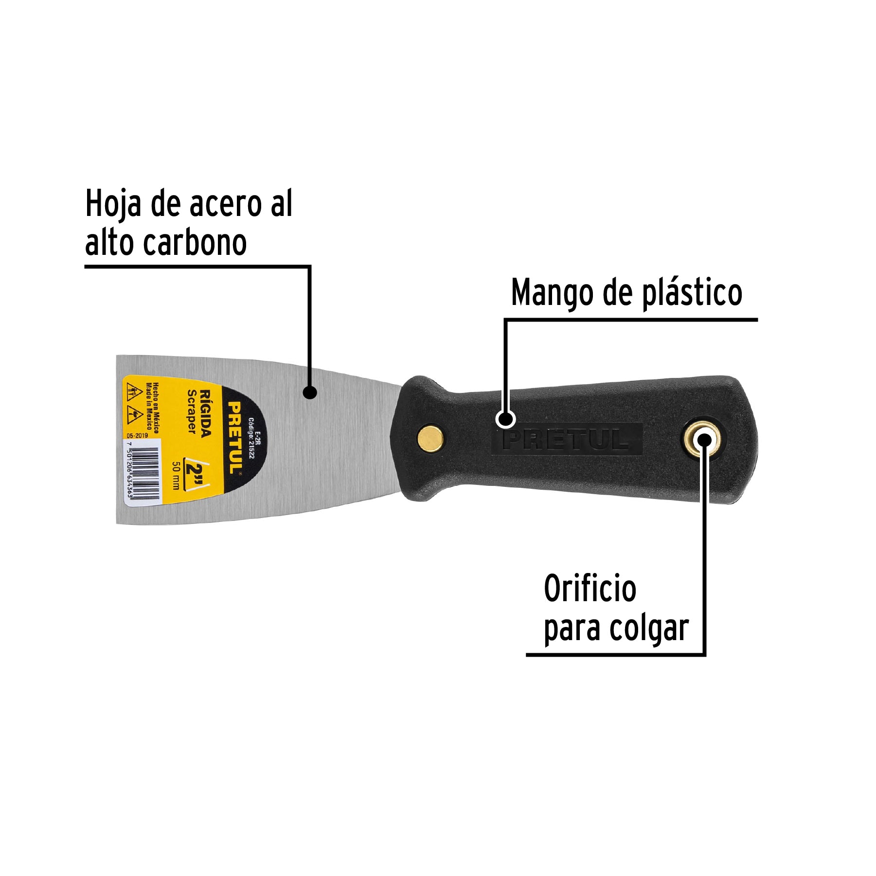 Espátula 2", rígida, pretul