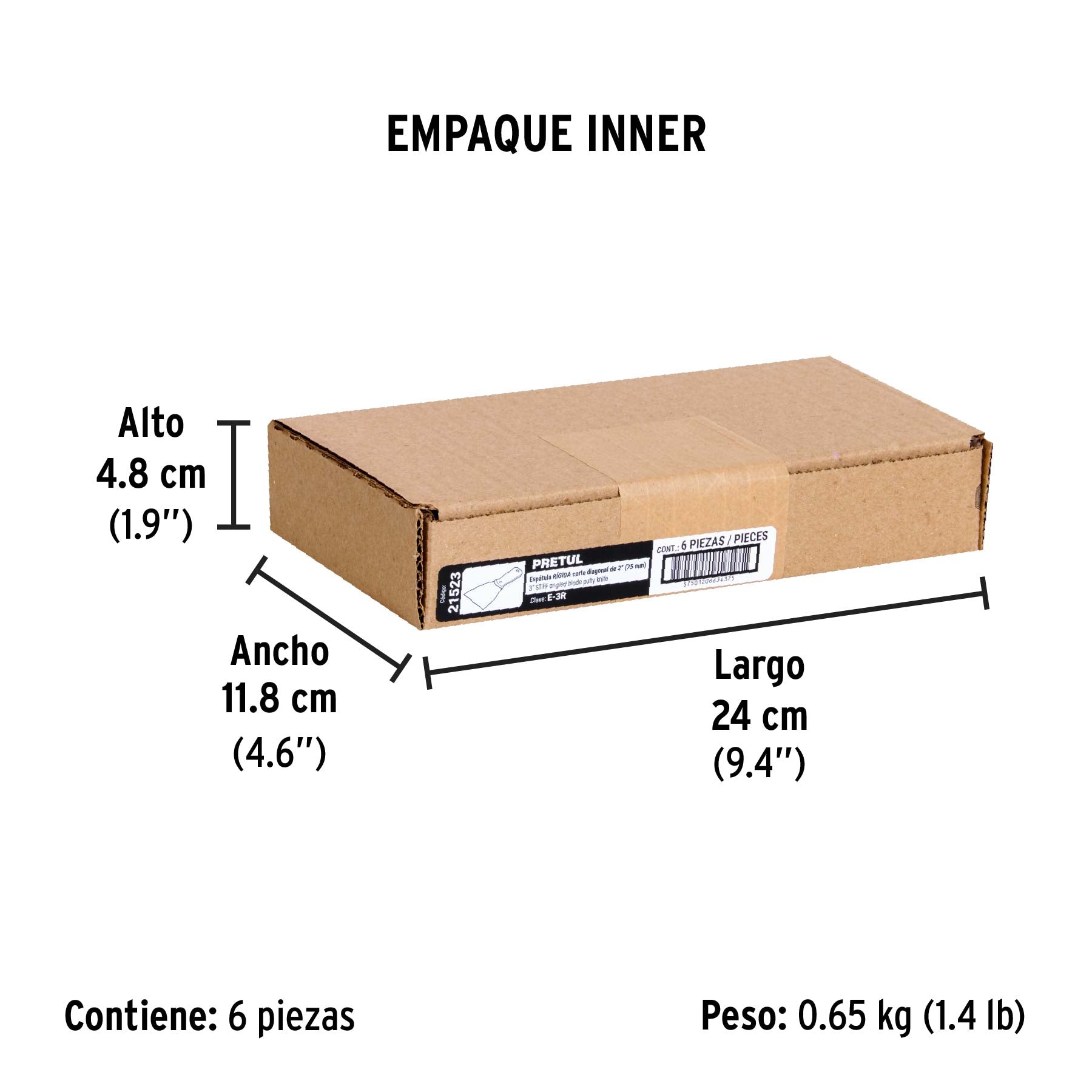 Espátula 3", rígida, pretul