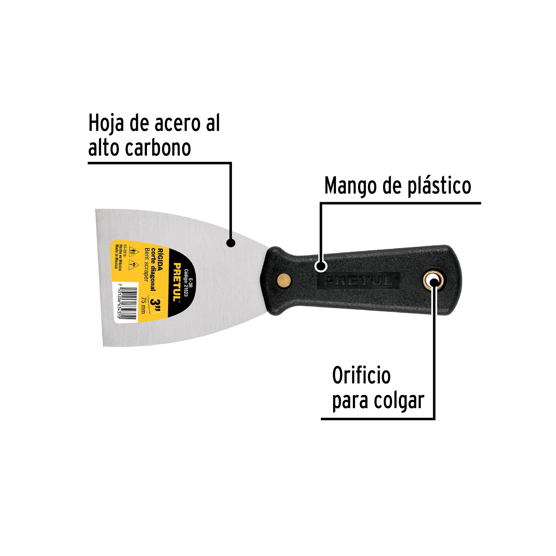 Espátula 3", rígida, pretul