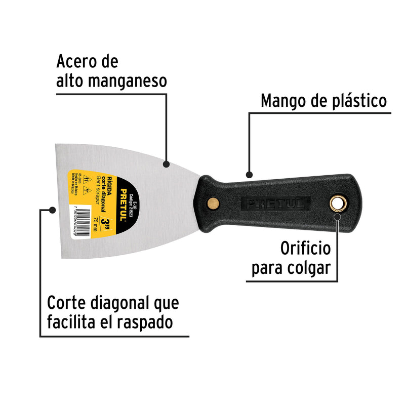 Espátula 3", rígida, pretul
