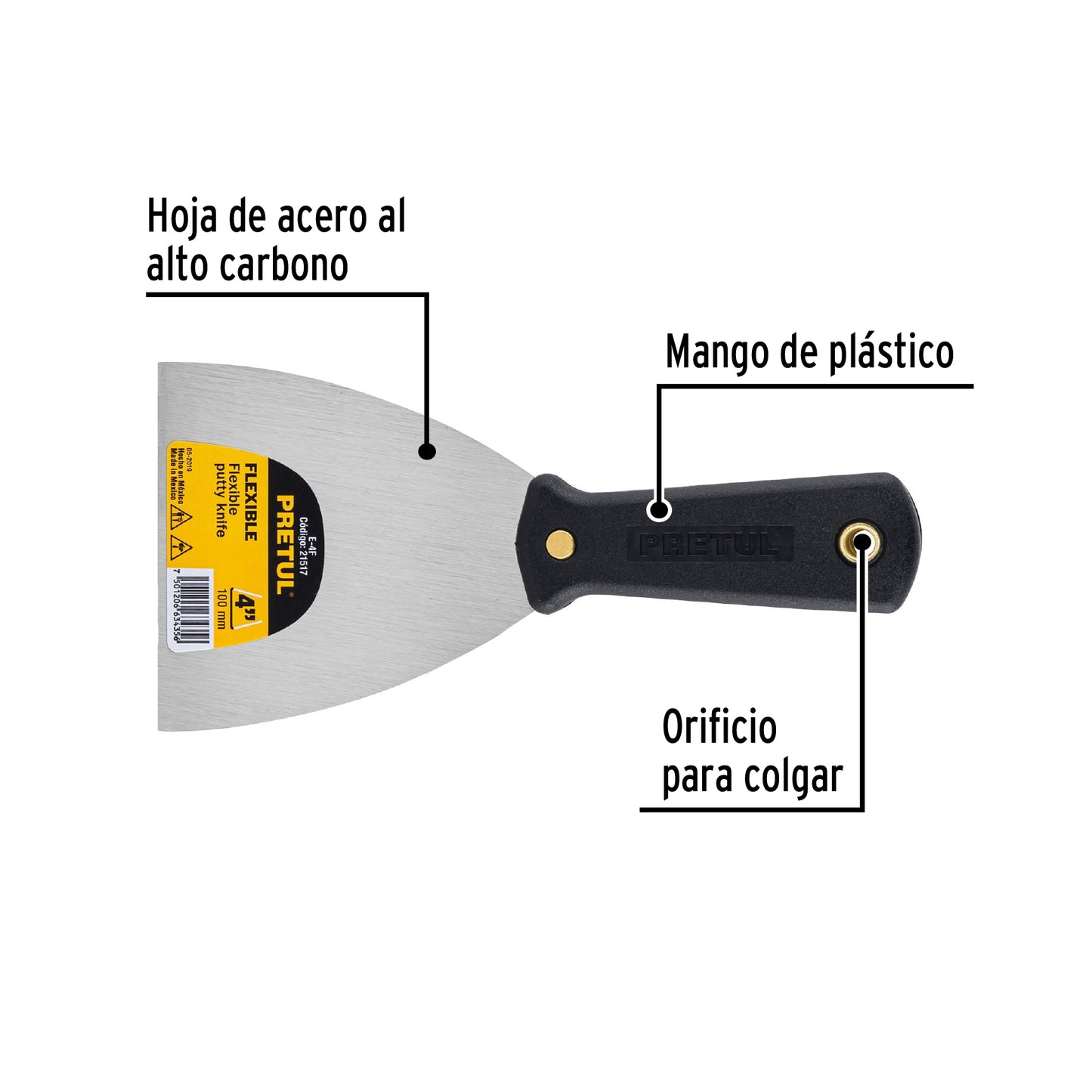 Espátula 4", flexible Pretul