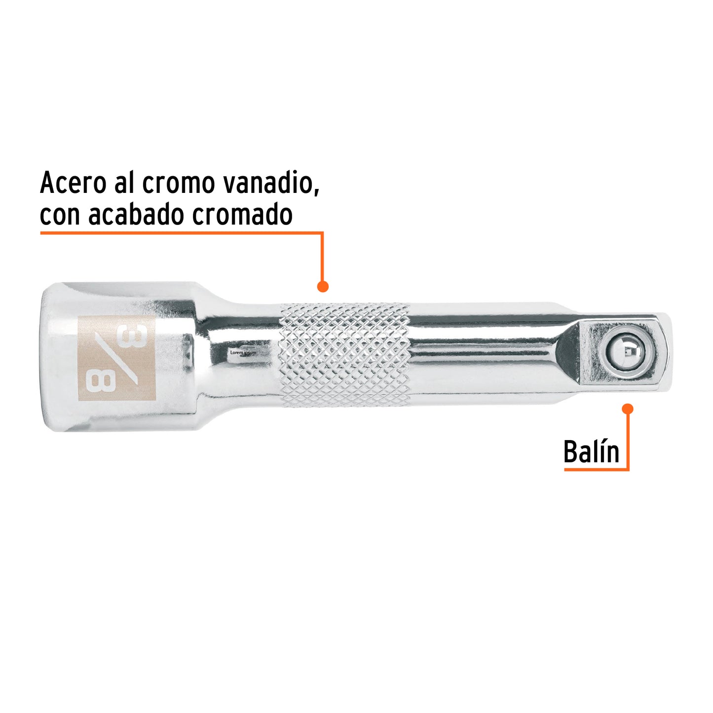 Extensión de 3" para matraca, para dados cuadro 3/8"