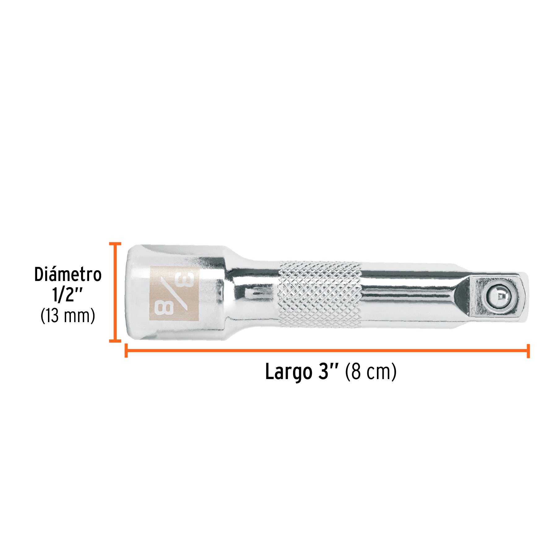 Extensión de 3" para matraca, para dados cuadro 3/8"