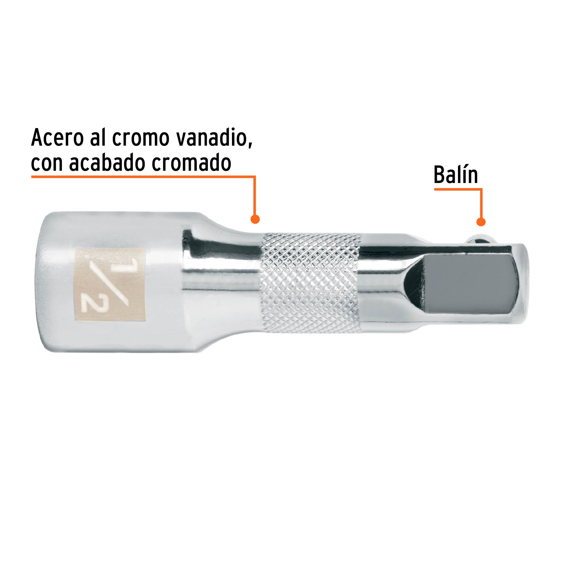 Extensión de 2-1/2" para matraca, para dados cuadro 1/2"