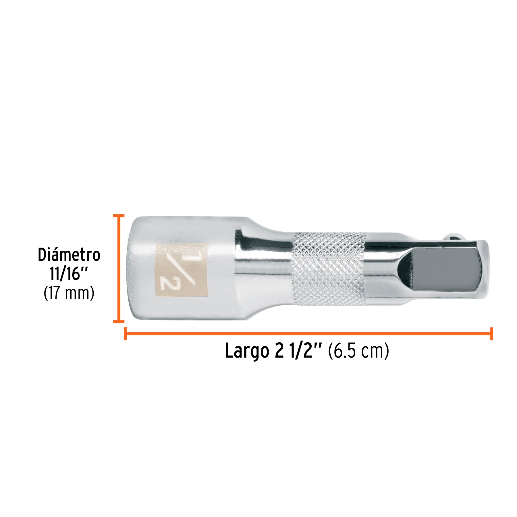 Extensión de 2-1/2" para matraca, para dados cuadro 1/2"