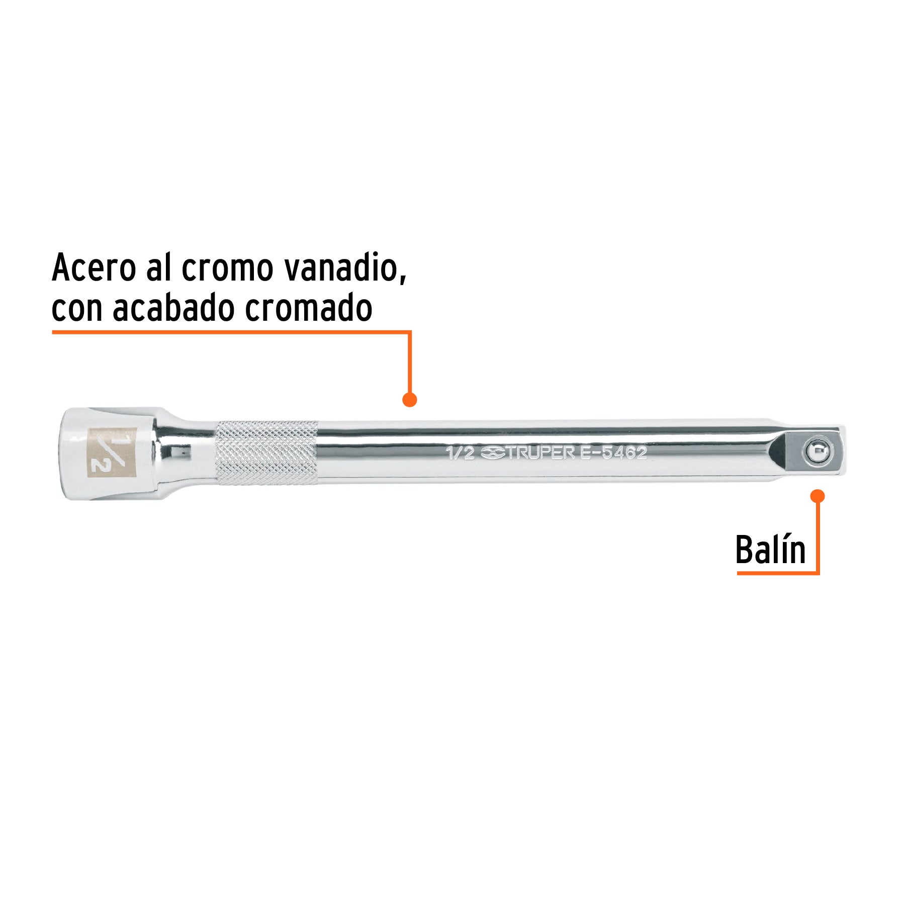 Extensión de 8" para matraca para dados cuadro 1/2"