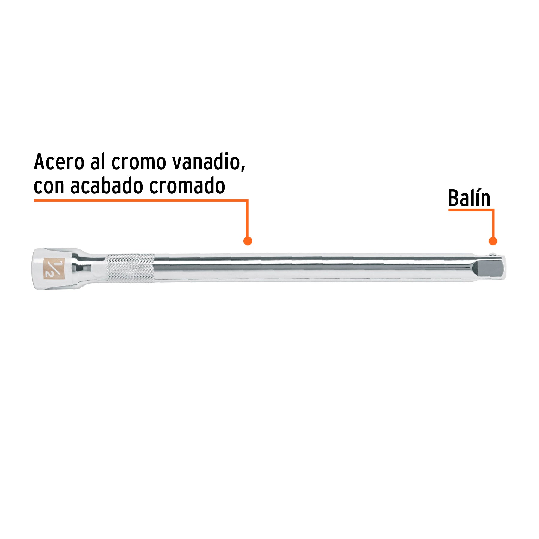 Extensión de 10" para matraca, para dados cuadro 1/2"