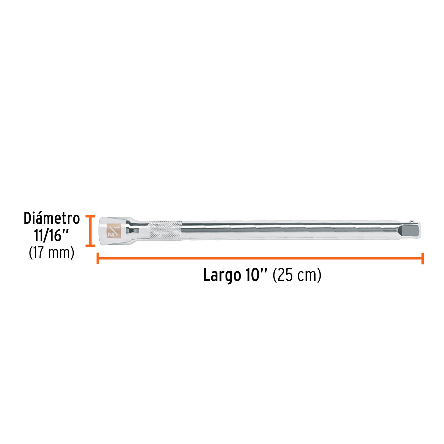 Extensión de 10" para matraca, para dados cuadro 1/2"