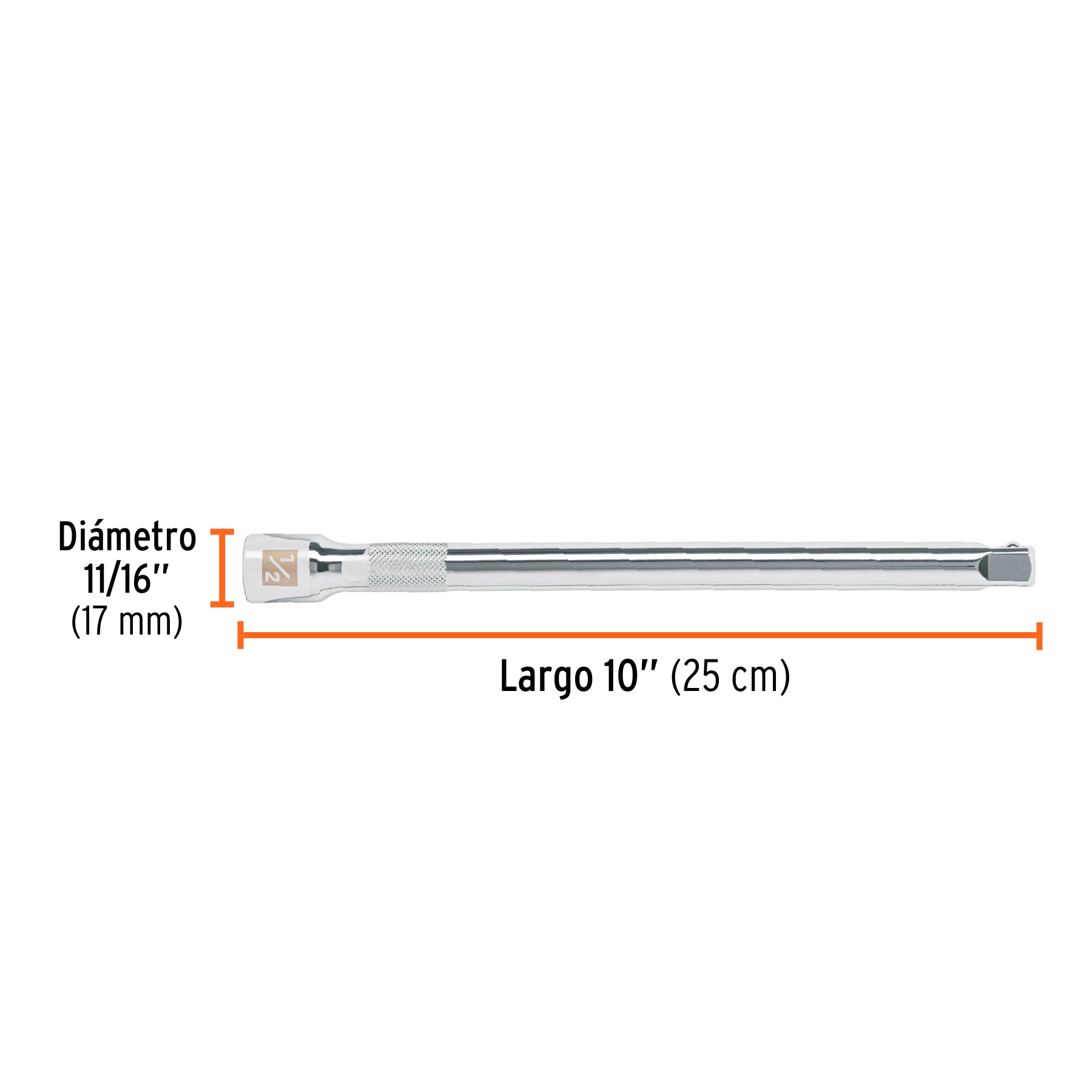 Extensión de 10" para matraca, para dados cuadro 1/2"