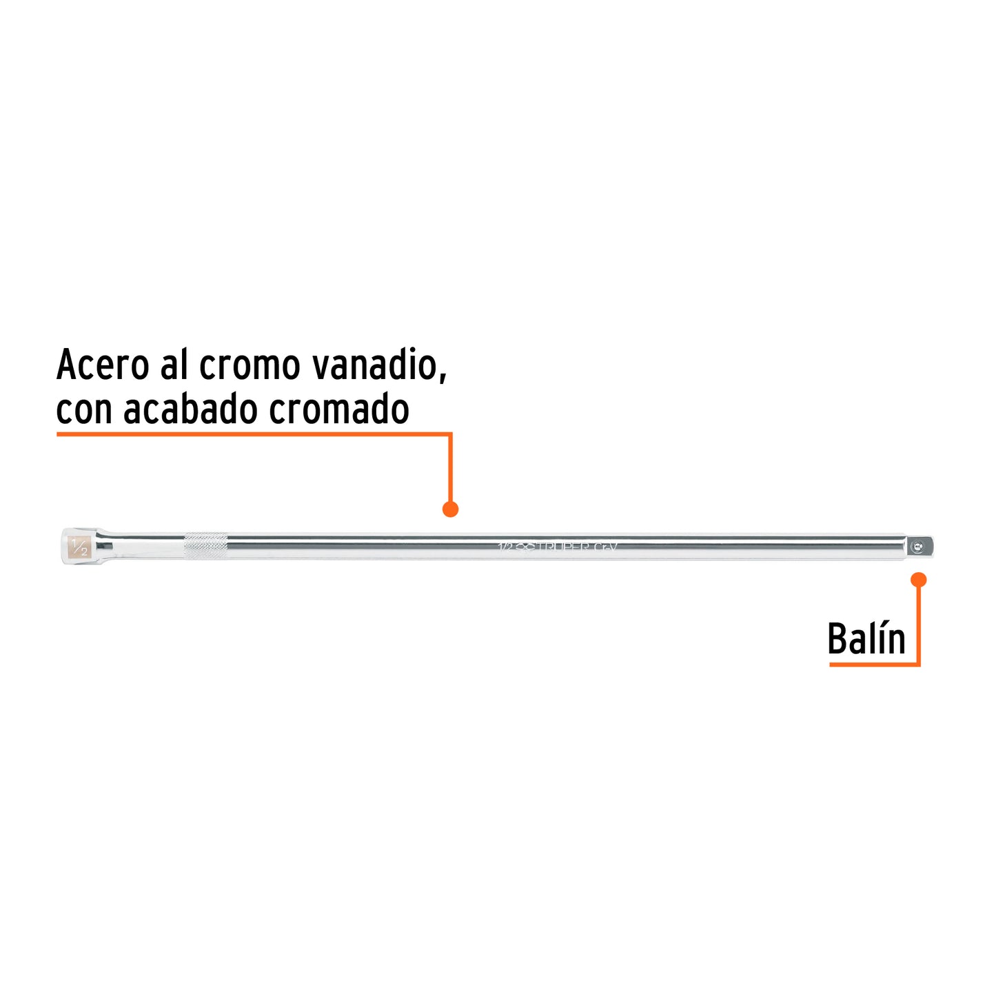 Extensión de 15" para matraca para dados cuadro 1/2"