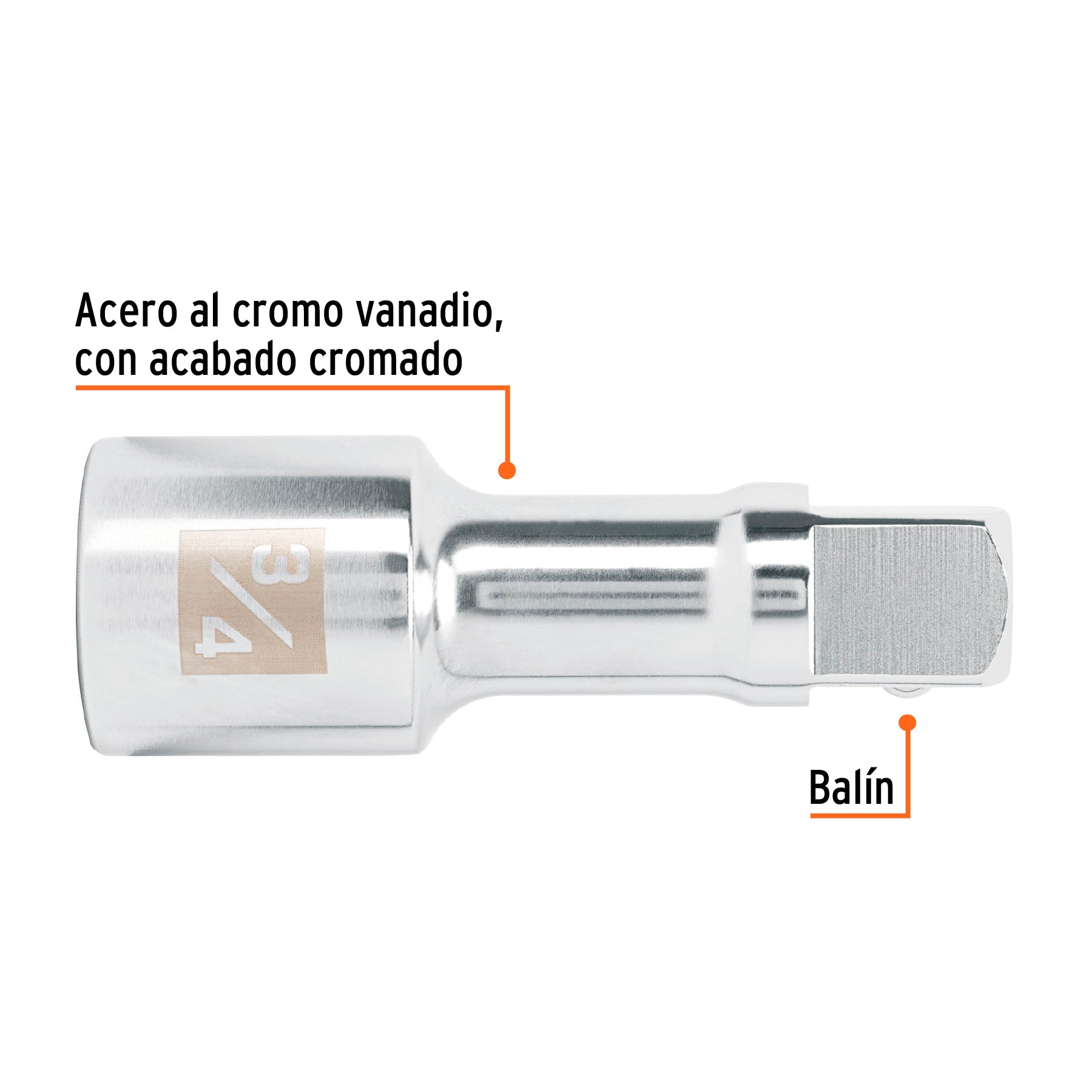 Extensión de 4" para matraca, para dados cuadro 3/4"