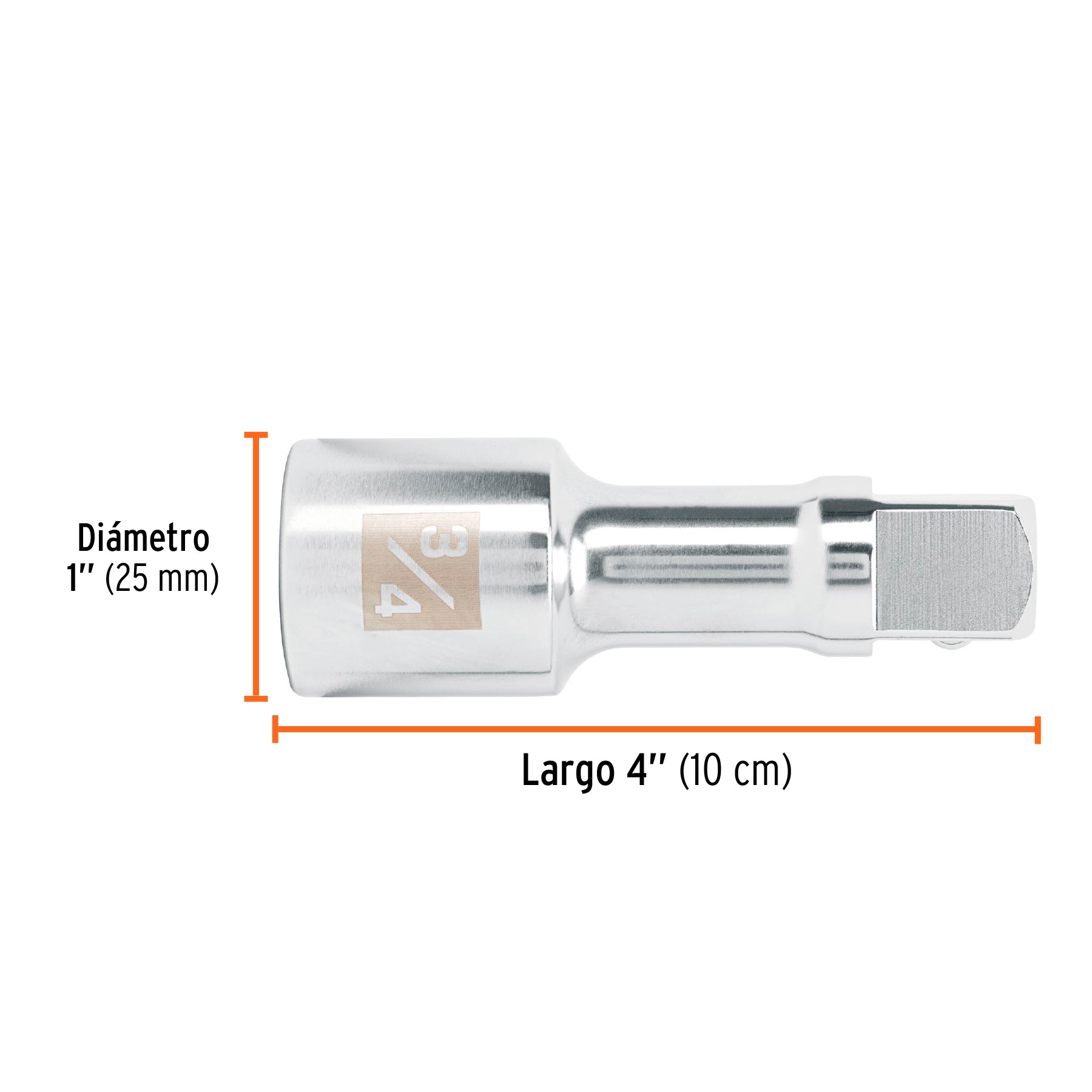 Extensión de 4" para matraca, para dados cuadro 3/4"