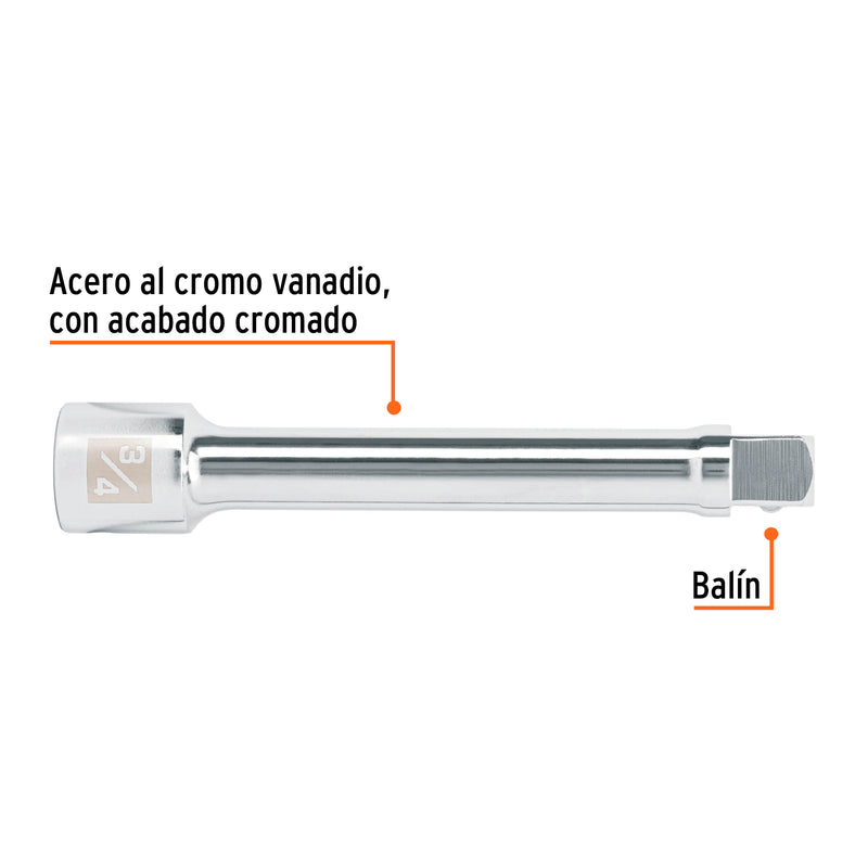 Extensión de 8" para matraca, para dados cuadro 3/4"